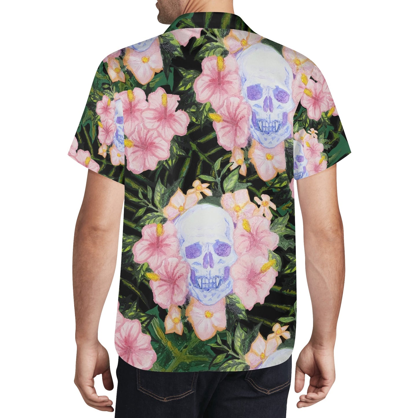 Skull and Hibiscus Casual Hawaiian Shirt
