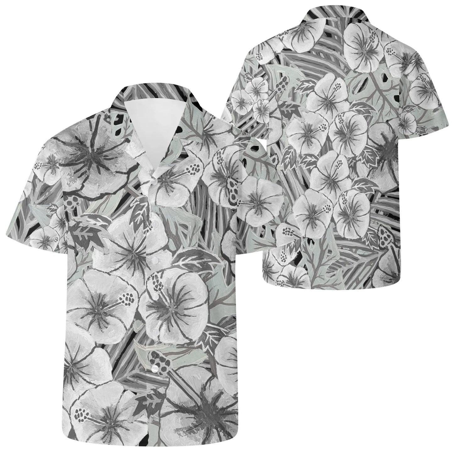Skull and Hibiscus Casual Hawaiian Shirt
