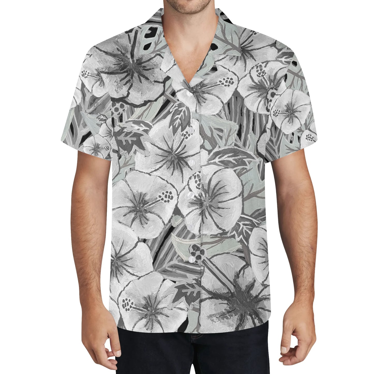 Skull and Hibiscus Casual Hawaiian Shirt