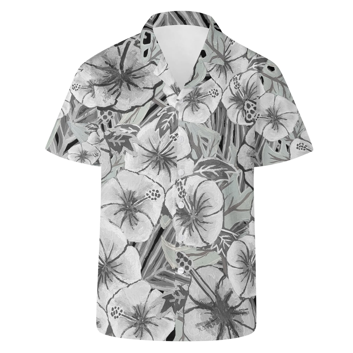 Skull and Hibiscus Casual Hawaiian Shirt