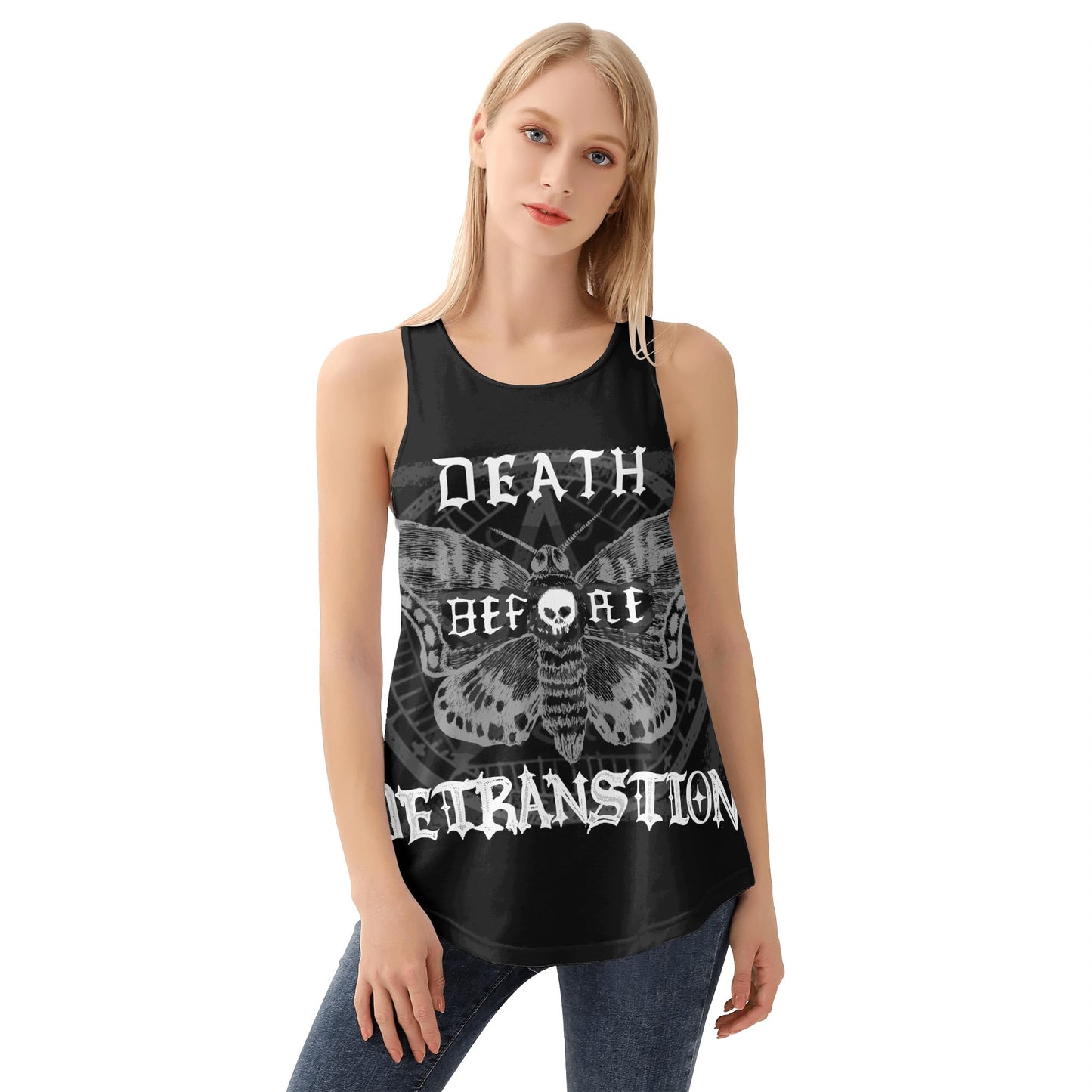 "Death Before Detransition" Women's Black Loose Tank Top