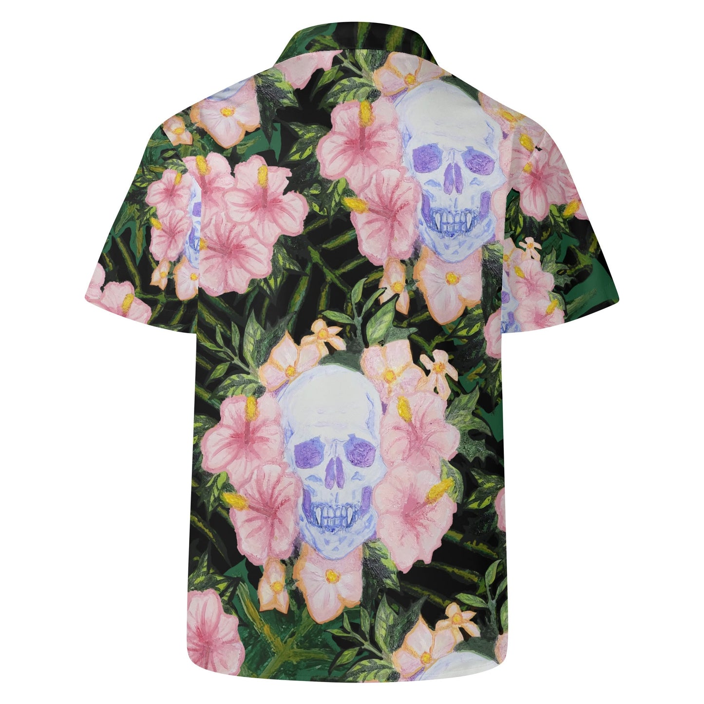 Skull and Hibiscus Casual Hawaiian Shirt